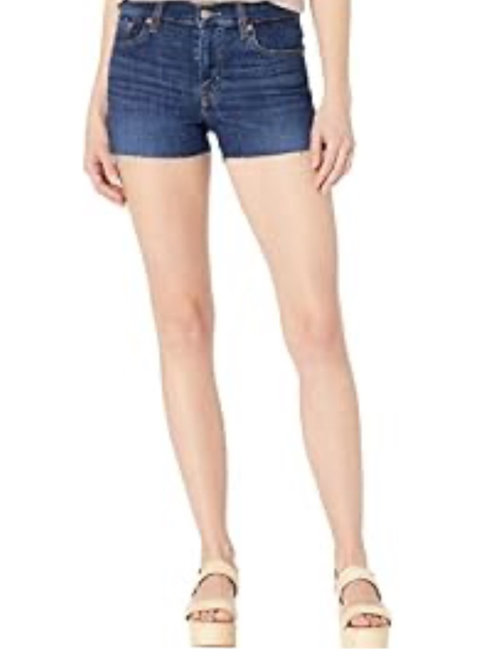 NWOT Levi's Stretchy High Rise Dark Blue Denim Cutoff Jean Shorts